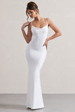 Francoise | White Cowl Neck Backless Maxi Dress With Lace Insert