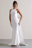 Bestow | White Open-Back Maxi Dress With Oversized White Bow