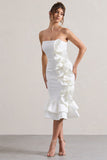 Concept | Cream Bandeau Ruffle Midi Dress