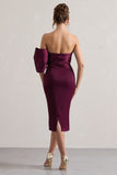 Perception | Plum Asymmetric One-Sleeve Midi Dress