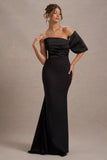 Rosora | Black Asymmetric One-Sleeve Fishtail Maxi Dress