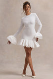 Josefina | Cream Long-Sleeve Mini Dress With Satin Trims