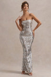 Like Magic | Silver Sequin Bandeau Maxi Dress