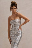 Like Magic | Silver Sequin Bandeau Maxi Dress