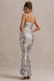 Like Magic | Silver Sequin Bandeau Maxi Dress