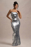 Flashback | Silver Sequin Strappy Maxi Dress