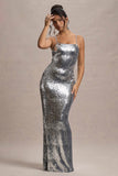 Flashback | Silver Sequin Strappy Maxi Dress