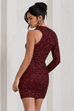 Siren | Burgundy Sequin One Shoulder Bodycon Mini Dress