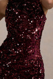 Hypnosis | Berry Sequin Sleeveless High-Neck Midi Dress