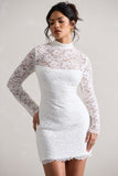 Gossip | White Lace High-Neck Mini Dress