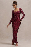 My Dream | Port Sequin Square-Neck Long-Sleeve Maxi Dress