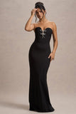 Molly | Black Strapless Sweetheart Maxi Dress With Bows