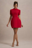 Carabella | Red High-Neck Short-Sleeve Mini Dress