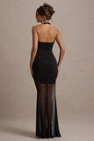 Diaz | Black Embellished Cowl-Neck Split Maxi Dress