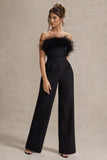 Delta | Black Feather Bandeau Wide-Leg Jumpsuit