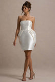 Lovebug | Ivory Bandeau Mini Dress With Tulip Skirt