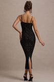 Dazzle Me | Black Sequin Strappy Bodycon Maxi Dress