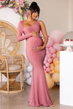 Oh Baby Blush Maternity One Shoulder Bodycon Maxi Dress