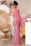 Oh Baby Blush Maternity One Shoulder Bodycon Maxi Dress