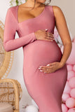 Oh Baby Blush Maternity One Shoulder Bodycon Maxi Dress