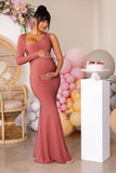 Oh Baby Dusty Pink Maternity One Shoulder Cut Out Maxi Dress