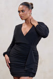 Devotion Plus Black Wrap Front Mini Dress