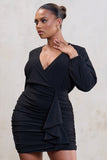 Devotion Plus Black Wrap Front Mini Dress