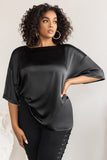 Day Dreaming Plus Black Satin Relaxed Tee