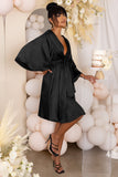 Cherub Surprise Black Maternity Tie Front Angel Sleeve Mini Dress