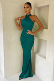 Unstoppable Teal Cross Over Halter Neck Maxi Dress