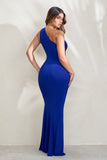 Up All Night Royal Blue Asymmetric Neckline Cut Out Maxi Dress