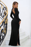 Delight Black Extreme Plunge Long Sleeve Maxi Dress