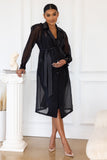 No Compromise Black Maternity Belted Trench Coat