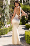 The Big Day Ivory Satin Halter Neck Fishtail Maxi Dress