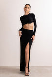 Chloe Black High Waist Ruched Detail Maxi Skirt