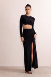 Chloe Black High Waist Ruched Detail Maxi Skirt