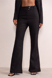 Alena Black Glitter High Waist Flared Trousers