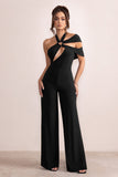 Candace Black Halter Neck Cut Out Wide Leg Jumpsuit