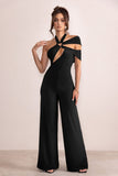 Candace Black Halter Neck Cut Out Wide Leg Jumpsuit