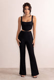 Ada Black Lace Overlay Flared Pants