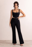 Ada Black Lace Overlay Flared Pants