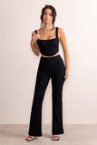 Ada Black Lace Overlay Flared Pants