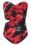 Oyster Multi Print Wrapped Bardot Swimsuit