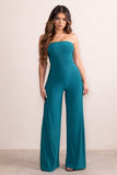 Darya Teal Bandeau Wide Leg Jumpsuit