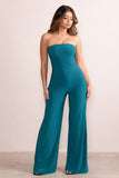 Darya Teal Bandeau Wide Leg Jumpsuit