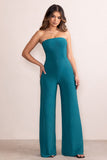 Darya Teal Bandeau Wide Leg Jumpsuit