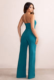 Darya Teal Bandeau Wide Leg Jumpsuit