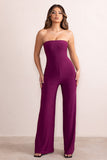 Darya Wine Bandeau Wide Leg Jumpsuit