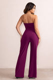 Darya Wine Bandeau Wide Leg Jumpsuit