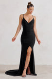 Sammi Black Cami Plunge Wrap Maxi Dress